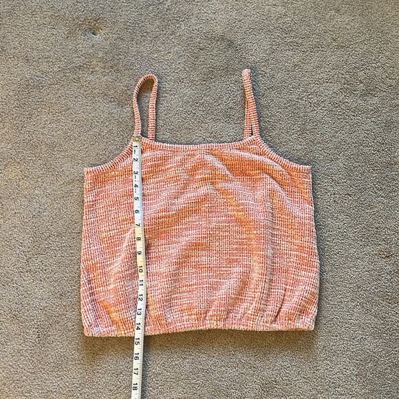 Loft Cropped Sweater Camisole Tank Top Size S Orange White Elastic Hem Beach - Picture 7 of 7